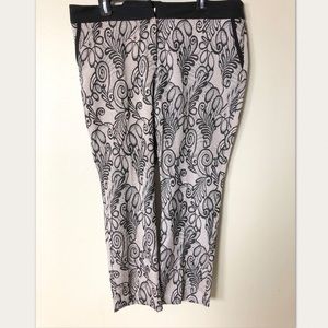 Worthington Blush Pink Black Lace Cropped Pants 14